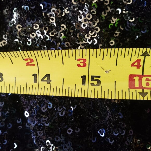 R & M Richards NYC Womens 6 Drape Back Blue / Silver V Back Sequin Dress NWT - Picture 12 of 14